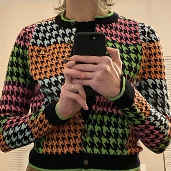NWT Teddy Fresh Neon Houndstooth Cardigan, Size XXS/XS - Picture 6 of 6